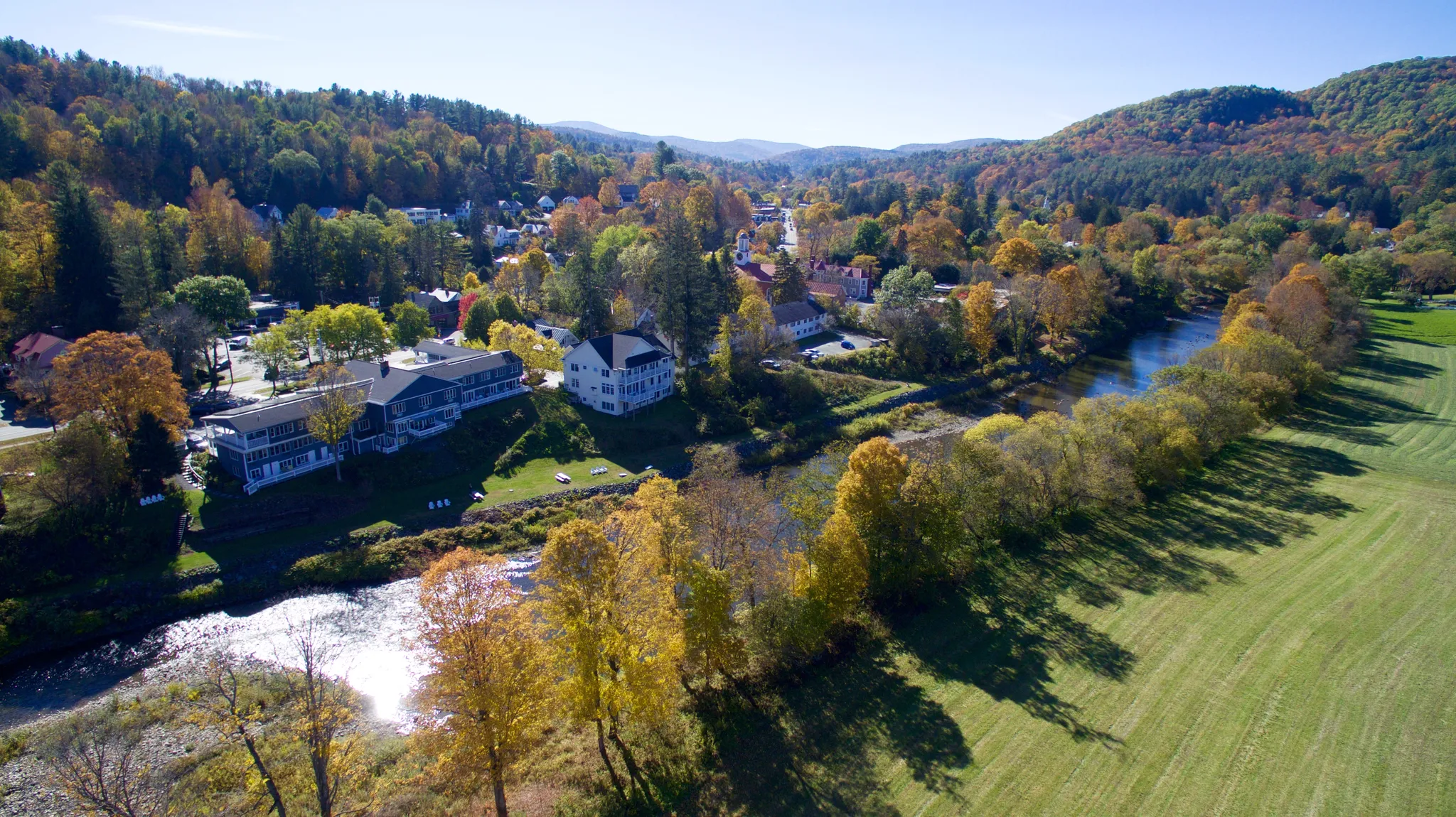 The Shire Woodstock, Vermont behind the Ottauquechee River